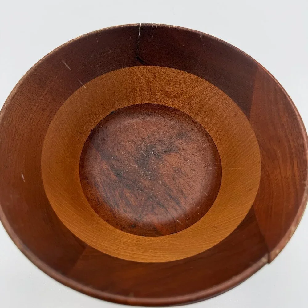 Woodpecker Woodware Bowls Set of 3 MCM Wood Vintage 6